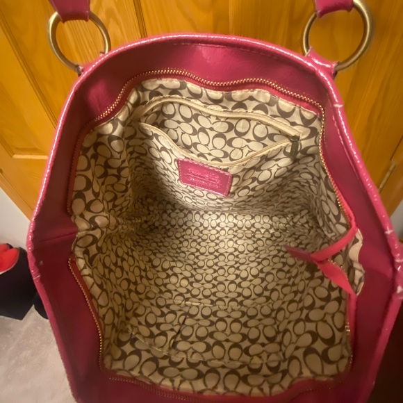 Coach Pink Signature Pattern Tote - Picture 4 of 13